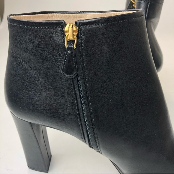 PRADA Black Leather Ankle Boots, Like New, Soft Leather Block Heel BEAUTIFUL! - Picture 10 of 15
